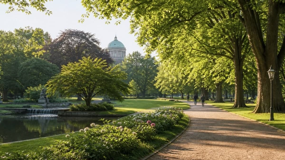 Baumgesäumter Weg im Düsseldorfer Hofgarten